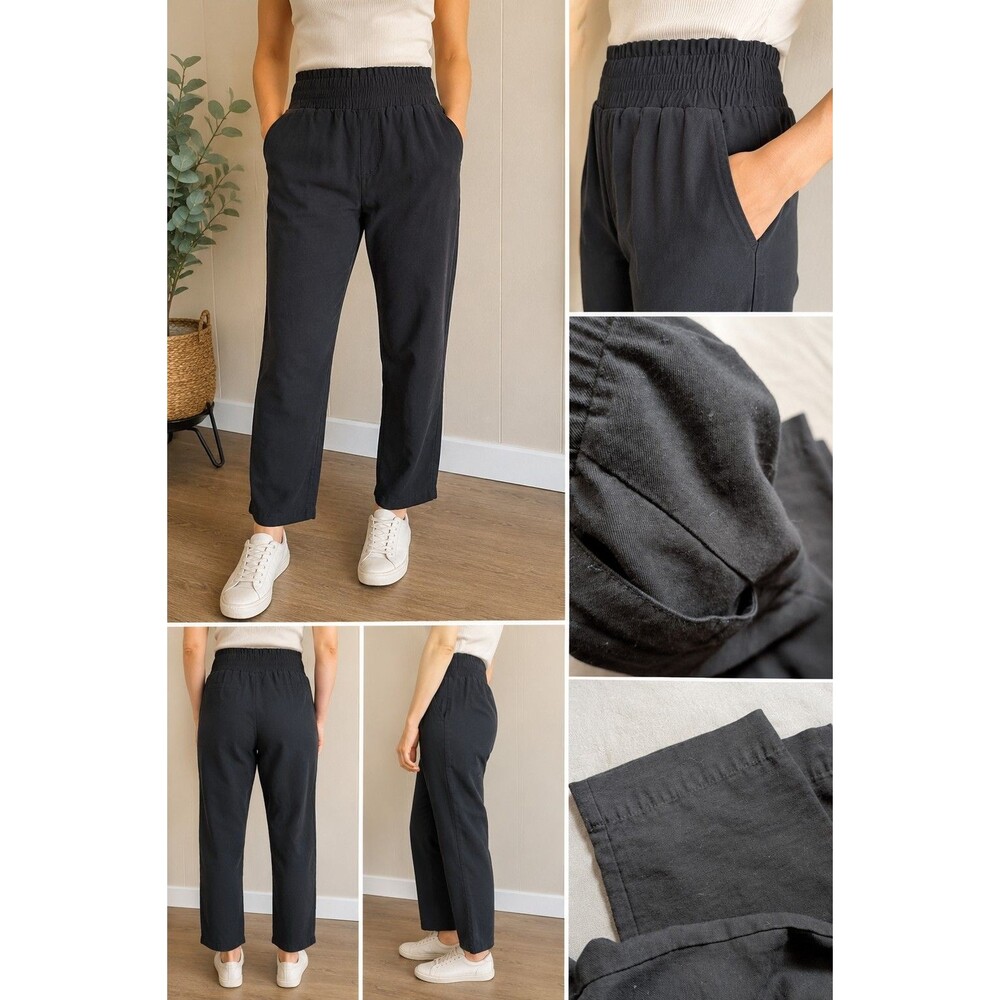 A New Day Women's Pants Size Small Black Ankle Elastic Waist